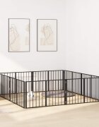 vidaXL Врата за кучета 8 бр. Черно 100 x 60 cm Поцинкована стомана
