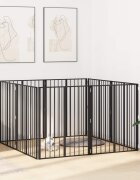 vidaXL Врата за кучета 8 бр. Черно 80 x 100 cm Поцинкована стомана