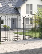 vidaXL Врата за ограда ASSEN 401 x 250 см Стомана Сив С ключалка