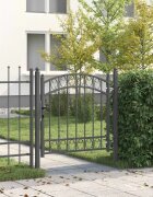 vidaXL Врата за ограда EMMEN 100 x 100 cm Прахово покритие стомана Сив