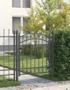 vidaXL Врата за ограда EMMEN 125 x 100 см Прахово покритие стомана Сив