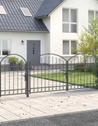 vidaXL Врата за ограда с аркиран връх ASSEN 4 x 125 m Стомана Сив