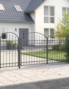 vidaXL Врата за ограда с аркиран връх ASSEN 400 x 100 cm Стомана Сив