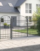 vidaXL Врата за ограда с аркиран връх ASSEN 400 x 125 cm Стомана Сив