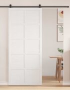 vidaXL Врата за плевня 90 x 25 x 208 см Масивна борова дървесина Бяло