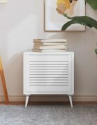vidaXL Врата за шкаф с решетен дизайн бяла 395x494 см бор масив
