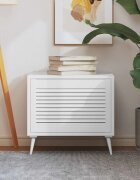 vidaXL Врата за шкаф с решетен дизайн бяла 395x594 см бор масив