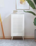vidaXL Врата за шкаф с решетен дизайн бяла 69x394 см бор масив