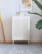 vidaXL Врата за шкаф с решетен дизайн бяла 69x494 см бор масив