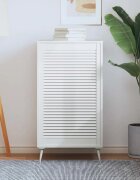 vidaXL Врата за шкаф с решетен дизайн бяла 993x594 см бор масив