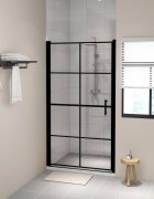 vidaXL Врати за душ закалено стъкло 100x178 см черни