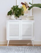 vidaXL Врати за шкафове Louvred Design 2 бр. бели 395x295 см