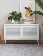 vidaXL Врати за шкафове решетен дизайн 2 бр бял 395x494 см бор масив