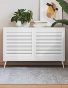 vidaXL Врати за шкафове решетен дизайн 2 бр бял 615x594 см бор масив