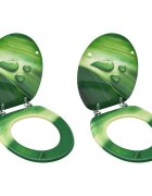 vidaXL WC тоалетни седалки с капак 2 бр МДФ дизайн зелени водни капки