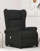 vidaXL Wingback електрически реклайнер стол черен текстил