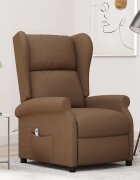 vidaXL Wingback електрически реклайнер стол кафяви текстил