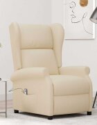 vidaXL Wingback електрически реклайнер стол кремав текстил