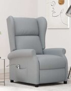 vidaXL Wingback електрически реклайнер стол светлосив текстил