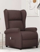 vidaXL Wingback електрически реклайнер стол тъмнокафяв текстил