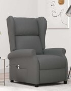 vidaXL Wingback електрически реклайнер стол тъмносив текстил