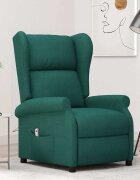 vidaXL Wingback електрически реклайнер стол тъмнозелена текстил