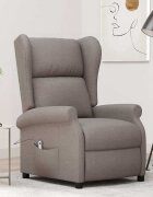vidaXL Wingback електрически реклайнер стол таупе текстил