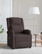 vidaXL Wingback масажен стол тъмнокафяв текстил