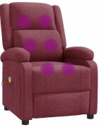 vidaXL Wingback масажен стол виненочервен текстил