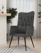 vidaXL Wingback стол черен канава