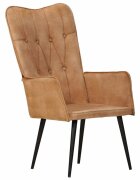 vidaXL Wingback стол кафяв канава