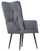 vidaXL Wingback стол сив естествена кожа