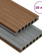 vidaXL WPC декинг дъски с аксесоари кафяво и сиви 10 м² 4 м