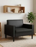 vidaXL XL фотьойл Черно Изкуствена кожа