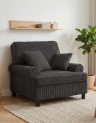vidaXL XL фотьойл с възглавници Тъмносиво Тъкан с 15 линии