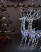 vidaXL XXL Акрилни коледни елени 250 LED 2 бр 180 см многоцветни