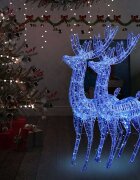 vidaXL XXL Акрилни коледни елени 250 LED 2 бр 180 см сини