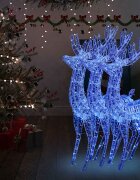 vidaXL XXL Акрилни коледни елени 250 LED 3 бр 180 см сини