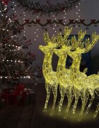 vidaXL XXL Акрилни коледни елени 250 LED 3 бр 180 см топло бяло