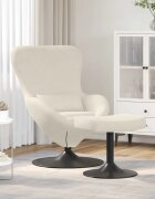 vidaXL Яйцевиден стол с столче Крем Кадифе