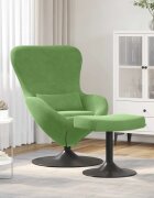 vidaXL Яйцевиден стол с столче Светло зелено Кадифе