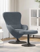 vidaXL Яйцевиден стол с столче Тъмен сив Кадифе