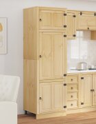 vidaXL За шкафове SKI Кехлибарен 66 x 58 x 207 см Солидно борово дърво