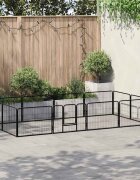 vidaXL Заграждение за куче 12 панела стомана 80x60 см черно
