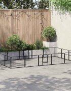 vidaXL Заграждение за куче 16 панела стомана 60x80 см черно