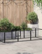 vidaXL Заграждение за куче 8 панела стомана 60x80 см черно
