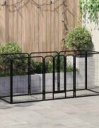 vidaXL Заграждение за куче 8 панела стомана 80x100 см черно