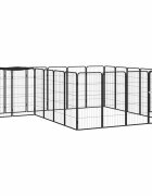 vidaXL Заграждение за куче черно 22 панела 50x100 см прахово боядисано