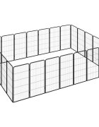 vidaXL Заграждение за куче черно 24 панела 50x100 см прахово боядисано
