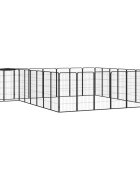 vidaXL Заграждение за куче черно 30 панела 50x100 см прахово боядисано